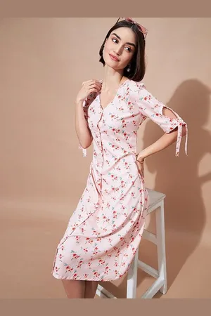 DressBerry Floral Print Crepe Shirt Dress