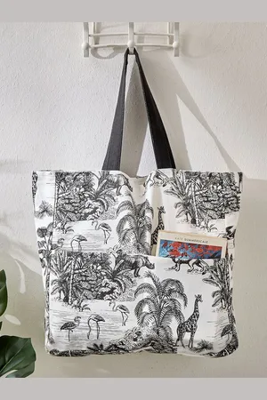 Home Centre Printed Oversized Shopper Tote Bag with Bow Detail