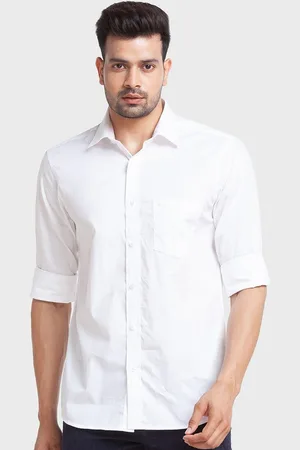 ColorPlus Men White Tailored Fit Organic Cotton Casual Shirt