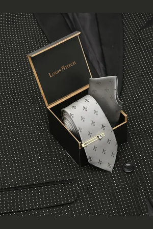 LOUIS STITCH Men Italian Silk Necktie Accessory Gift Set