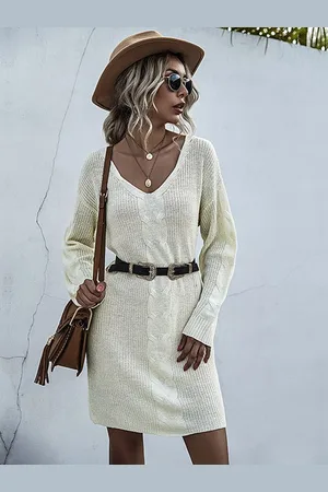 HERE&NOW Women Self Design Jumper Above Knee Dress