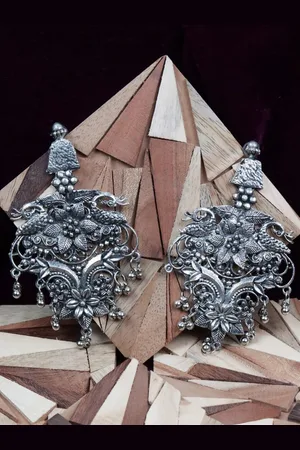 Krelin Silver-Plated Classic Meenakari Drop Earrings