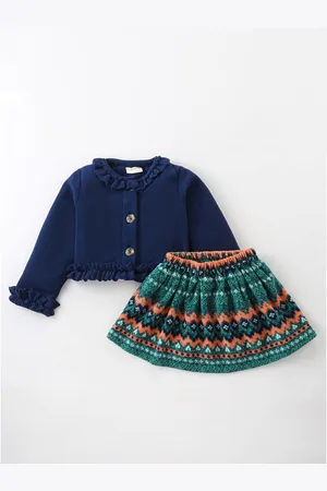 CrayonFlakes Girls Long Sleeves Top with Skirt