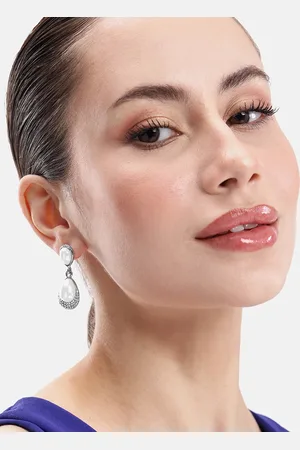 DressBerry Teardrop Shaped Beads & Stone Studded Drop Earrings