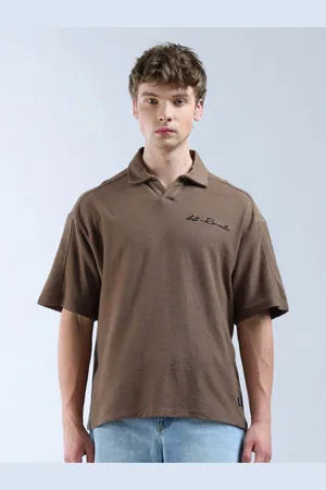Flying Machine Men Solid Polo Collar Cotton Oversized T-shirt