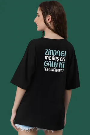 DressBerry Women Typography Printed Round Neck Cotton Oversized T-shirt
