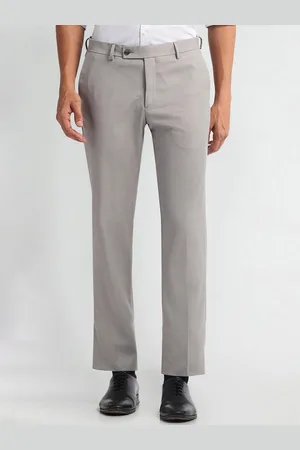 Arrow Men Plain Textured Mid-Rise Slim Fit Formal Trousers
