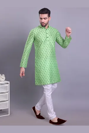 SHIWAM ETHNIX Mandarin Collar Ethnic Motifs Printed Regular Straight Kurta with Pyjamas