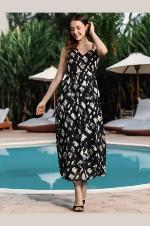 DressBerry Print Fit & Flare Midi Dress