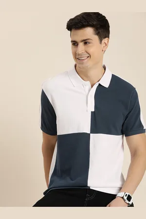 HERE&NOW Colourblocked Polo Collar Pure Cotton T-shirt