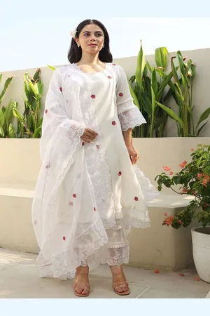 ASRUMO Women Floral Embroidered Regular Thread Work Kurta with Trousers & With Dupatta
