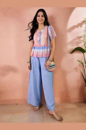 Sangria Printed Peplum Top