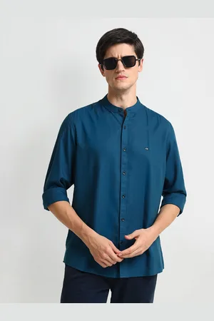 Arrow Slim Fit Mandarin Collar Twill Shirt