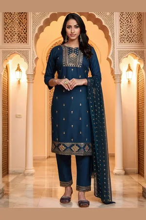 Kalini Women Ethnic Motifs Embroidered Regular Sequinned Kurta Set With Dupatta