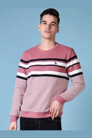 V-Mart Men Striped Round Neck Cotton Sweatshirt