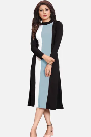 DressBerry Colourblocked A-Line Midi Dress