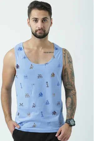 Huetrap Men Blue Printed Scoop Neck T-shirt