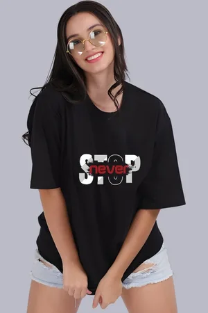 Moda Rapido Women Typography Printed Round Neck Cotton Oversized T-shirt