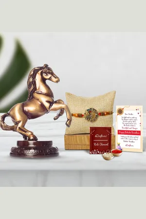 eCraftIndia Gold-Toned Rakhi Gift Set