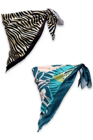 Leeza Store Women Pack Of 2 Printed Satin Scarf