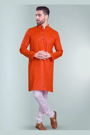 SHIWAM ETHNIX Ethnic Motifs Printed Mandarin Collar Straight Kurta With Pyjamas