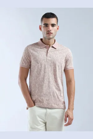 Flying Machine Men Regular Fit Abstract Printed Polo Collar Cotton T-shirt