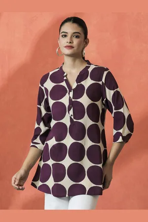 Sangria Polka Dot Printed Straight Top