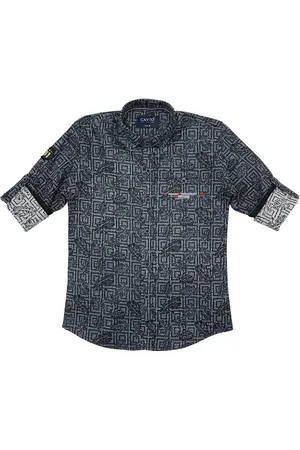 CAVIO Boys Black Premium Printed Casual Shirt