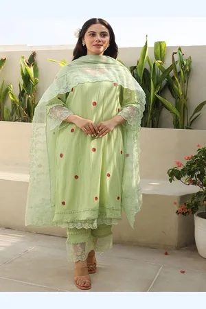 ASRUMO Women Floral Embroidered Regular Thread Work Kurta with Trousers & With Dupatta