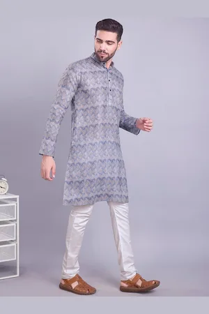 SHIWAM ETHNIX Floral Printed Mandarin Collar Straight Kurta With Pyjamas