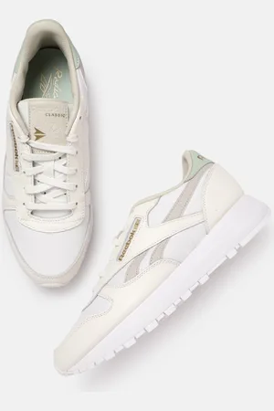 Reebok Women White & Grey Colourblocked CL Leather SP Sneakers Excluding Trims