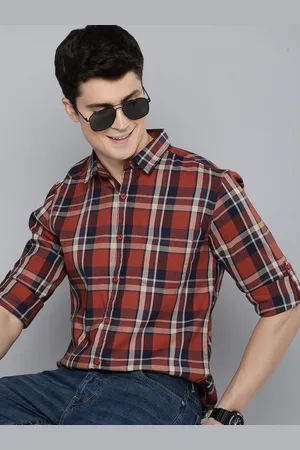 HERE&NOW Men Slim Fit Tartan Checks Opaque Casual Shirt With Chest Pocket