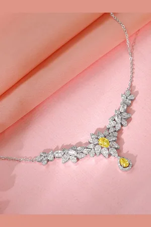 GIVA 925 Sterling Silver Rhodium-Plated Cubic Zirconia The Fleur Necklace