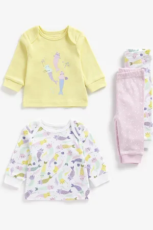 Mothercare Girls Set of 2 Pure Cotton Printed Tops with Joggers
