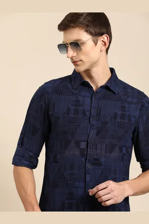 Being Human Pure Cotton Self Design Slim Fit Opaque Casual Shirt