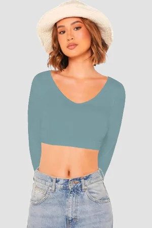 Dream Beauty Fashion Women V-Neck Fitted Crop Top