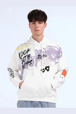 Flying Machine Men Printed Hooded Sweatshirt