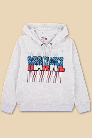 Kidsville Boys Grey Marvel Printed Hooded Sweatshirt