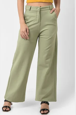 Chemistry Women Relaxed Straight Leg Flared High-Rise Trousers