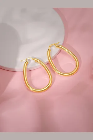 GIVA 925 Silver Gold-Plated Contemporary Hoop Earrings