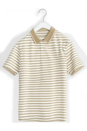 VIMAL JONNEY Men Regular Fit Striped Polo Collar Cotton T-shirt