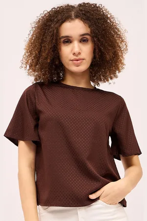 Mayra Women Polka Dot Self Design Regular Top