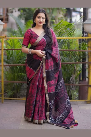 DIVASTRI Tie and Dye Zari Linen Blend Designer Saree
