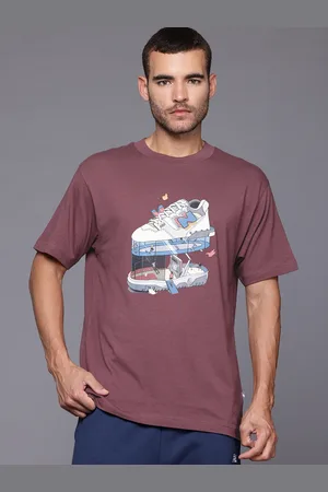 New Balance Graphic Print Drop-Shoulder Sleeves Cotton Longline T-Shirt