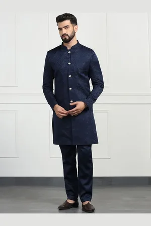 Tahvo Men Embroidered Mandarin Collar Sherwani Set