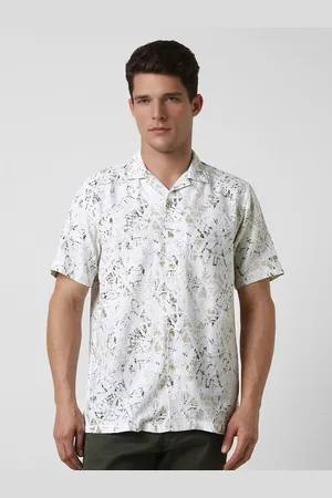 Peter England Men Cuban Collar Solid Cotton Casual Shirt