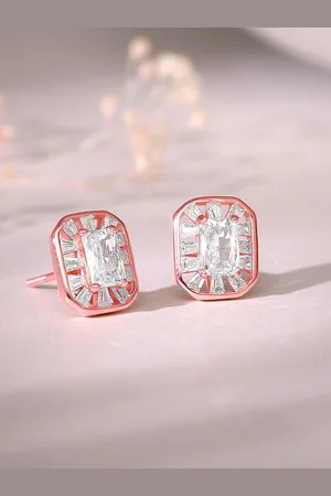 GIVA 925 Silver Rose Gold Plated Zircon Contemporary Studs
