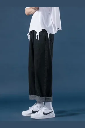 HERE&NOW Men Slash Knee Baggy Jeans
