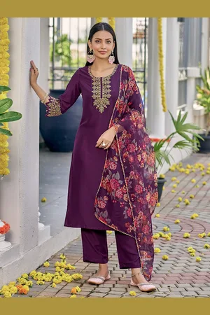 Kalini Women Ethnic Motifs Embroidered Regular Kurta with Trousers & With Dupatta