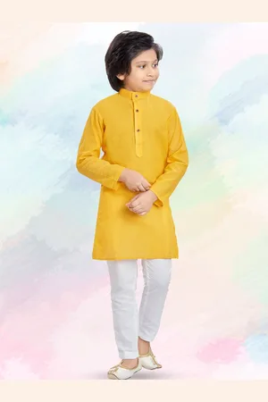 SHIWAM ETHNIX Boys Band Collar Long Sleeves Cotton Straight Kurta